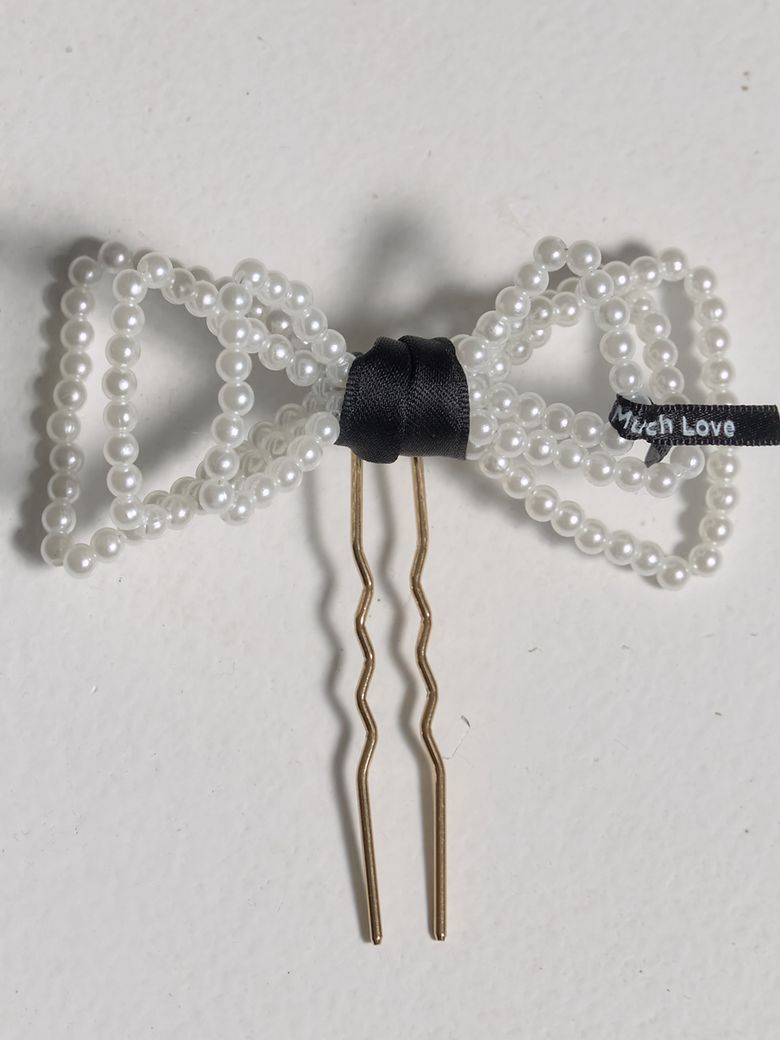 Pearl Beaded Bow Hair Stick_Ivory