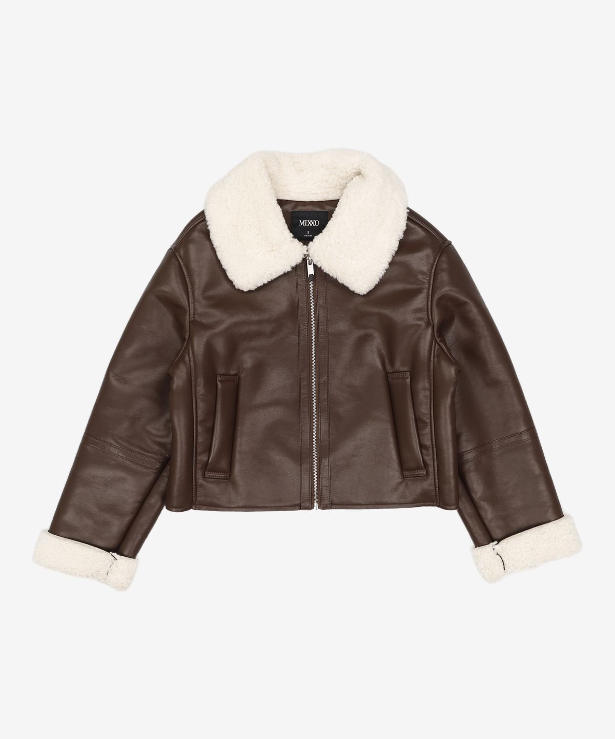 미쏘(MIXXO) 비건레더 크롭 무스탕 MIWJLCV22B S