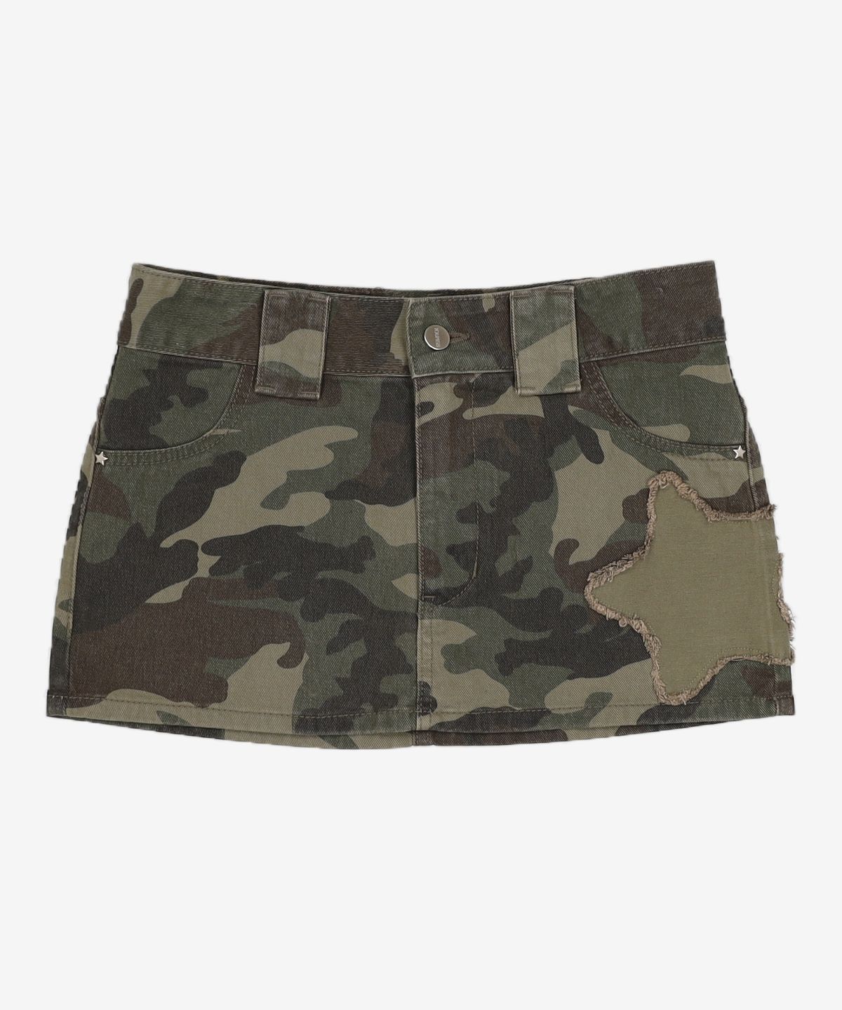 유희(YOUHEE) CAMO PATTERN STAR MINI SKIRT KHAKI S
