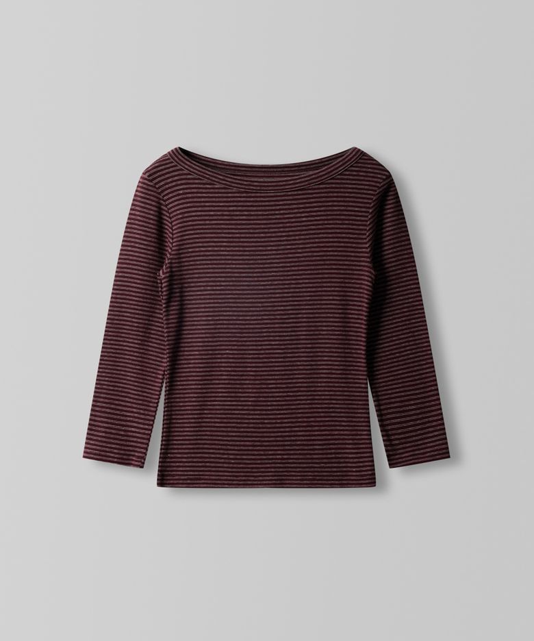 Dew Boat Stripe Tee_Wine