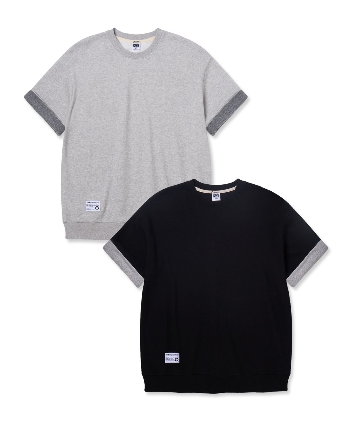 앨빈클로(ALVINCLO) [2PACK]소매 롤업 스탠다드핏 반팔티 2종 패키지