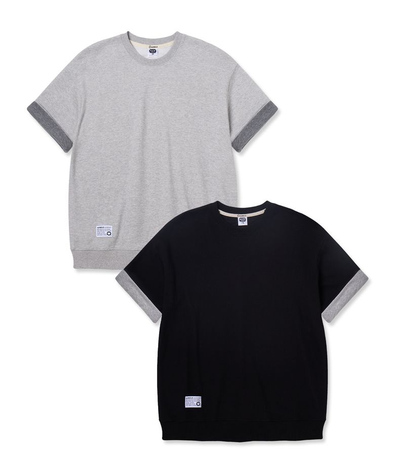 [2PACK]소매 롤업 스탠다드핏 반팔티 2종 패키지