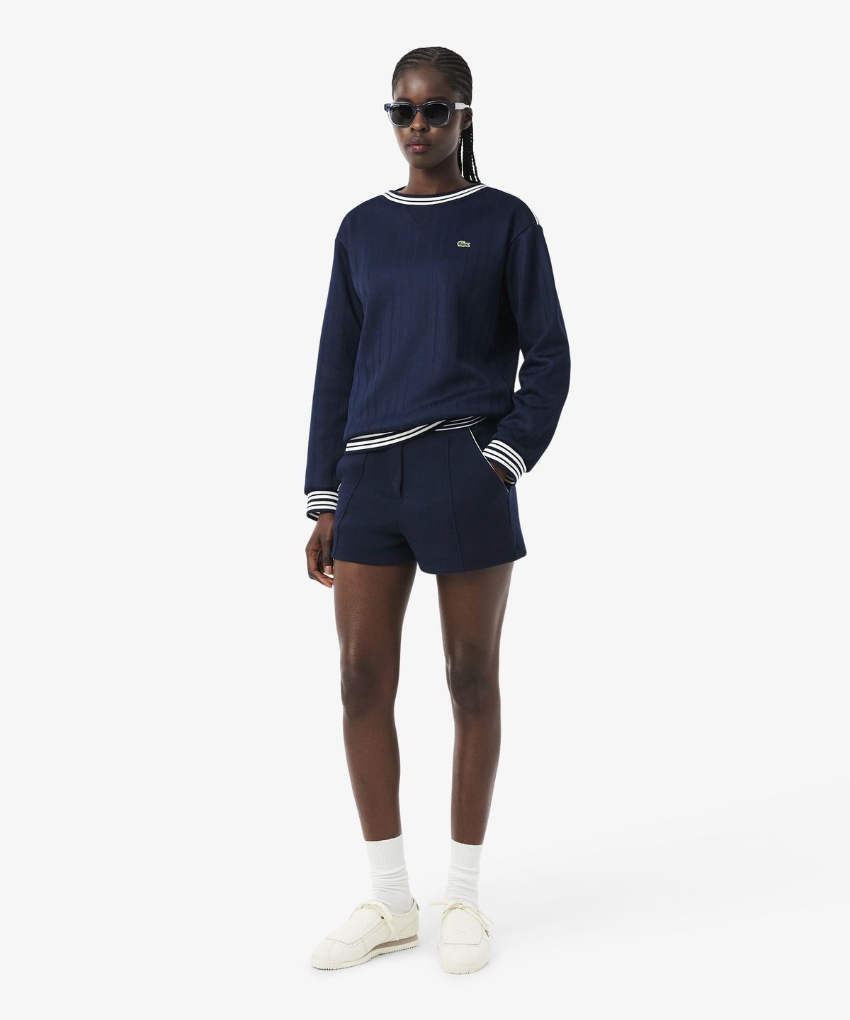 라코스테(LACOSTE) 여성 MIF 스트라이프 벨티드 쇼츠 GF9835-56G 525