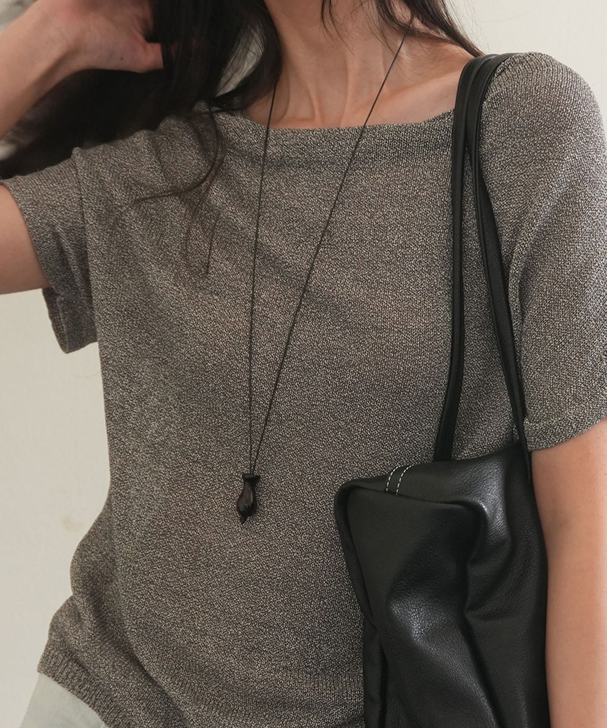 데누(DENU) Brown Agate Calabash necklace [Brown]