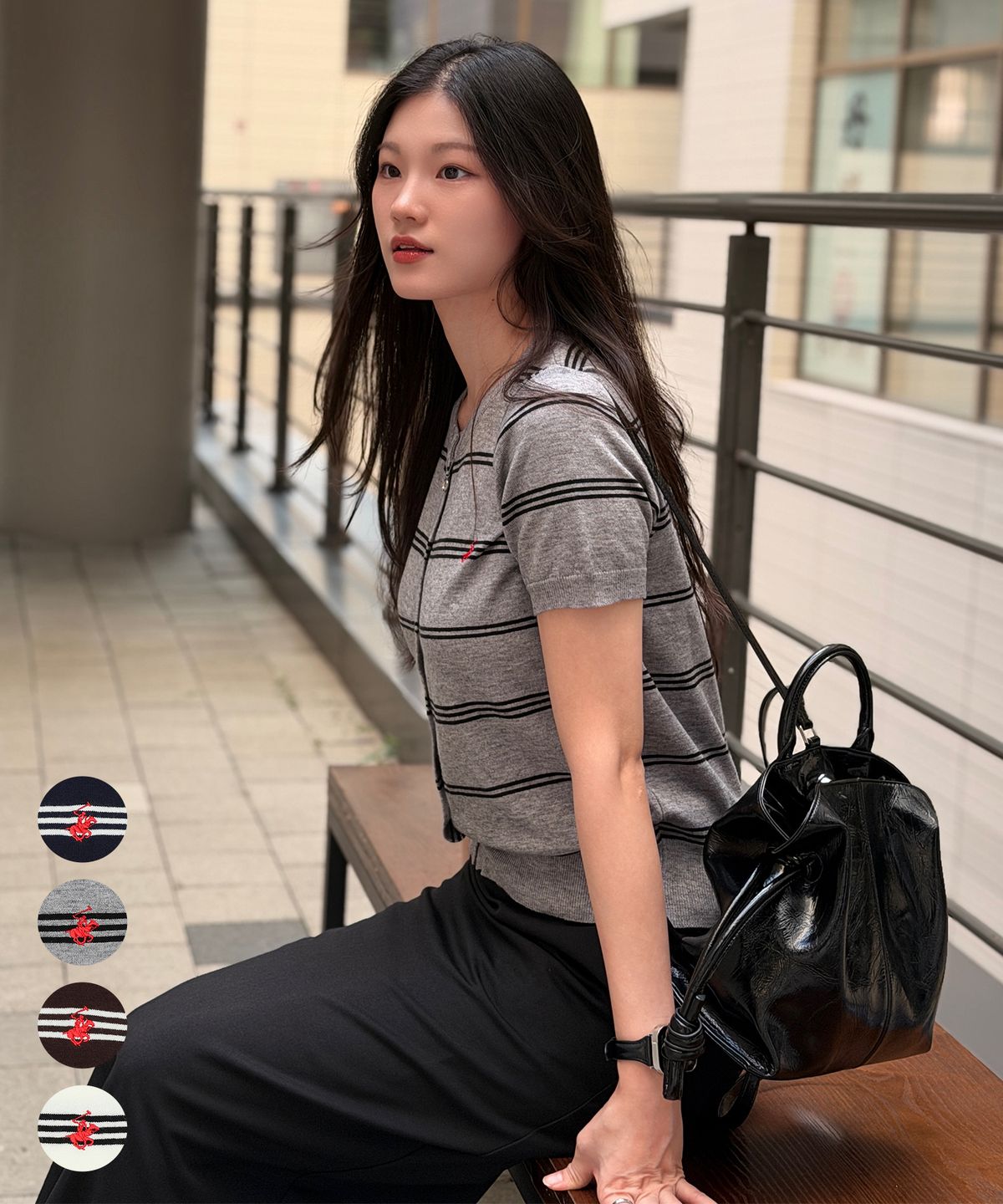 비버리힐스 폴로클럽(BHPOLOCLUB) 여성 썸머 데일리 스트라이프 가디건 4Color TK108