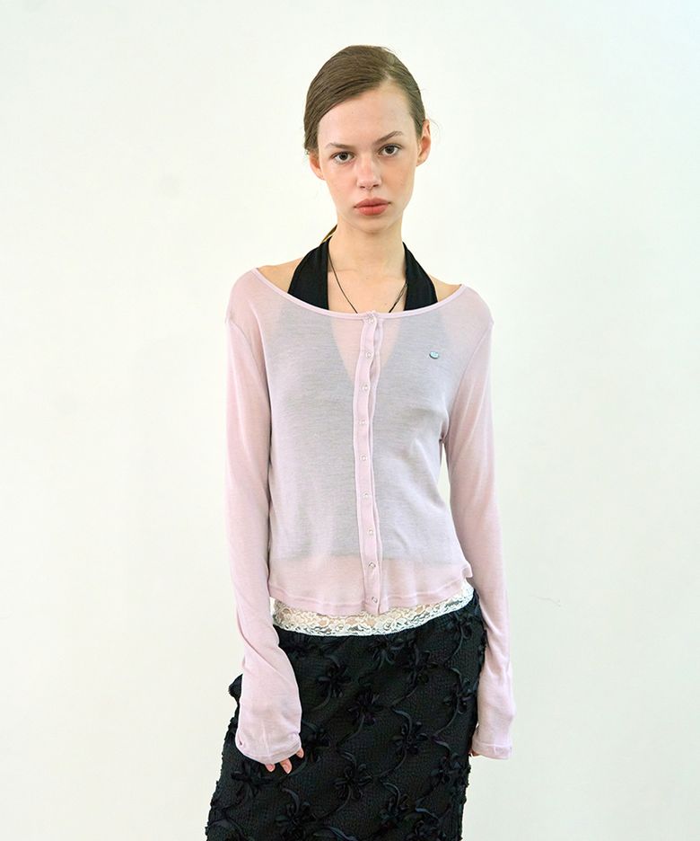 Mist boatneck snap cardigan