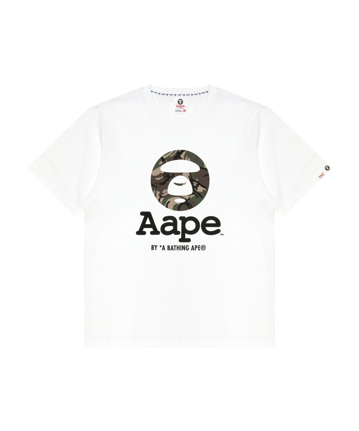 에이프(AAPE) AAPEUNVS 문페이스 로고 티셔츠 화이트 / AAPTEM1640XXQWHX