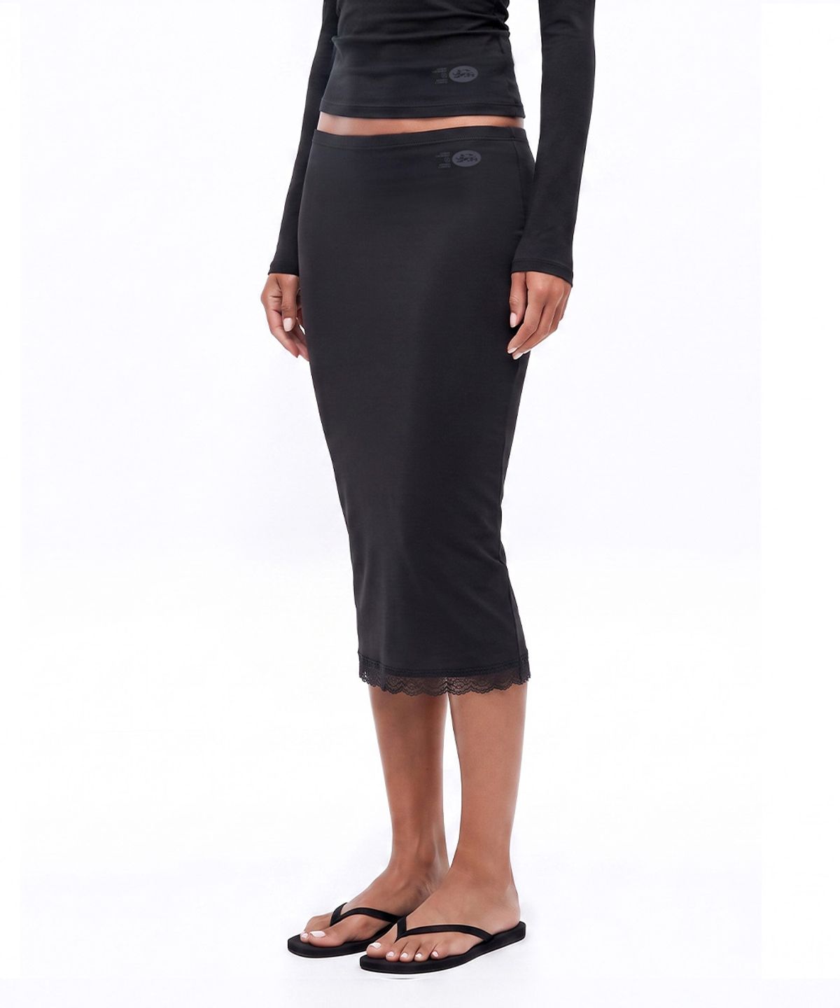 배드블러드(BADBLOOD) Everyday Lace Midi Skirt - Black