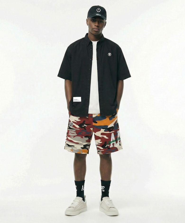 AAPE NOW 문페이스 숏 슬리브 셔츠 블랙 / AAPSRM8561XXQBKX