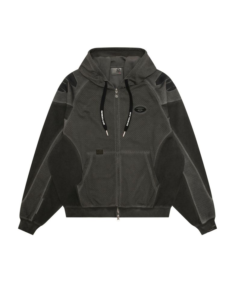 문페이스 워시드 후드집업 차콜 / AAPSWMD351XXQBKL