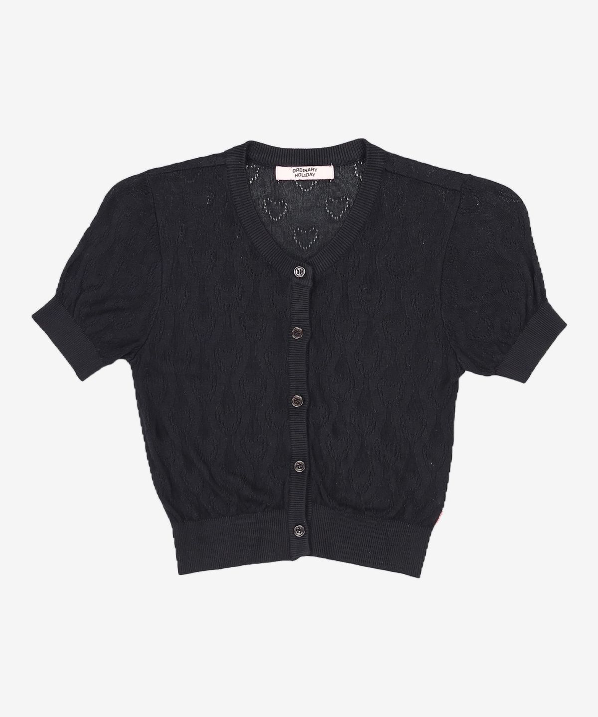 오디너리 홀리데이(ORDINARY HOLIDAY) 하트스카시크롭가디건 HEART PUNCHING CARDIGAN FREE