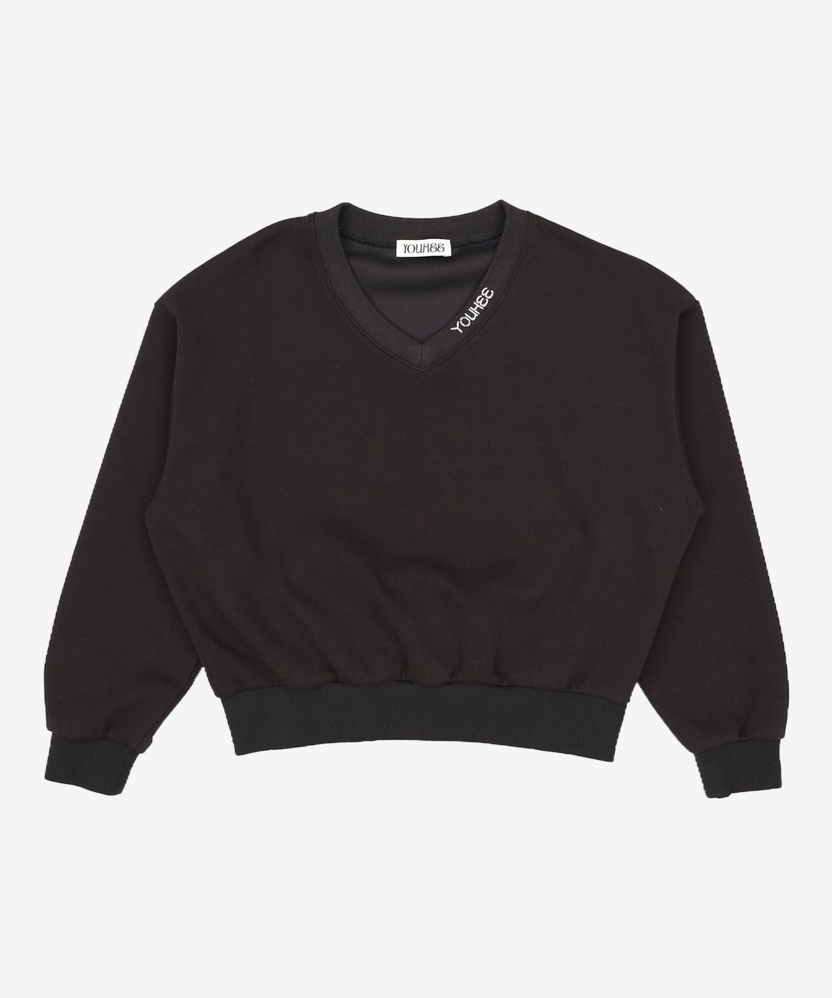 유희(YOUHEE) V-NECK LOGO SWEATSHIRTS BLACK FREE
