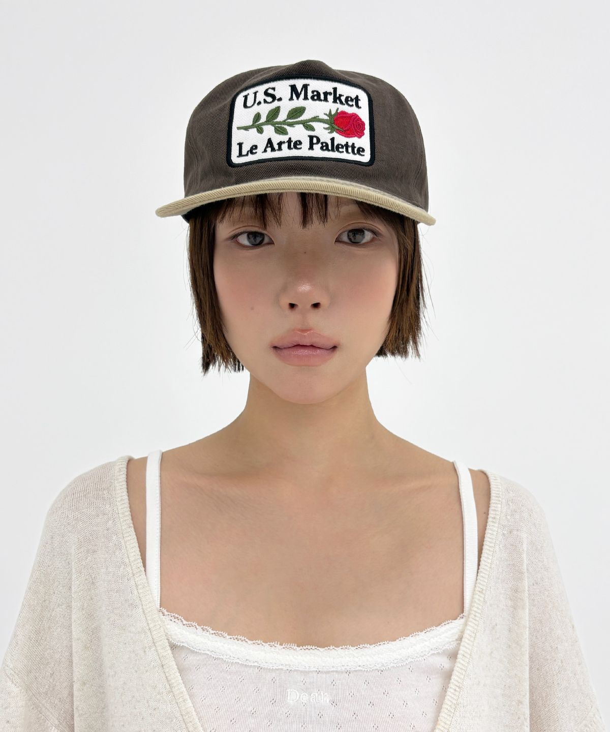언스테디마켓(UNSTEADYMARKET) 로즈 패치 캡 브라운