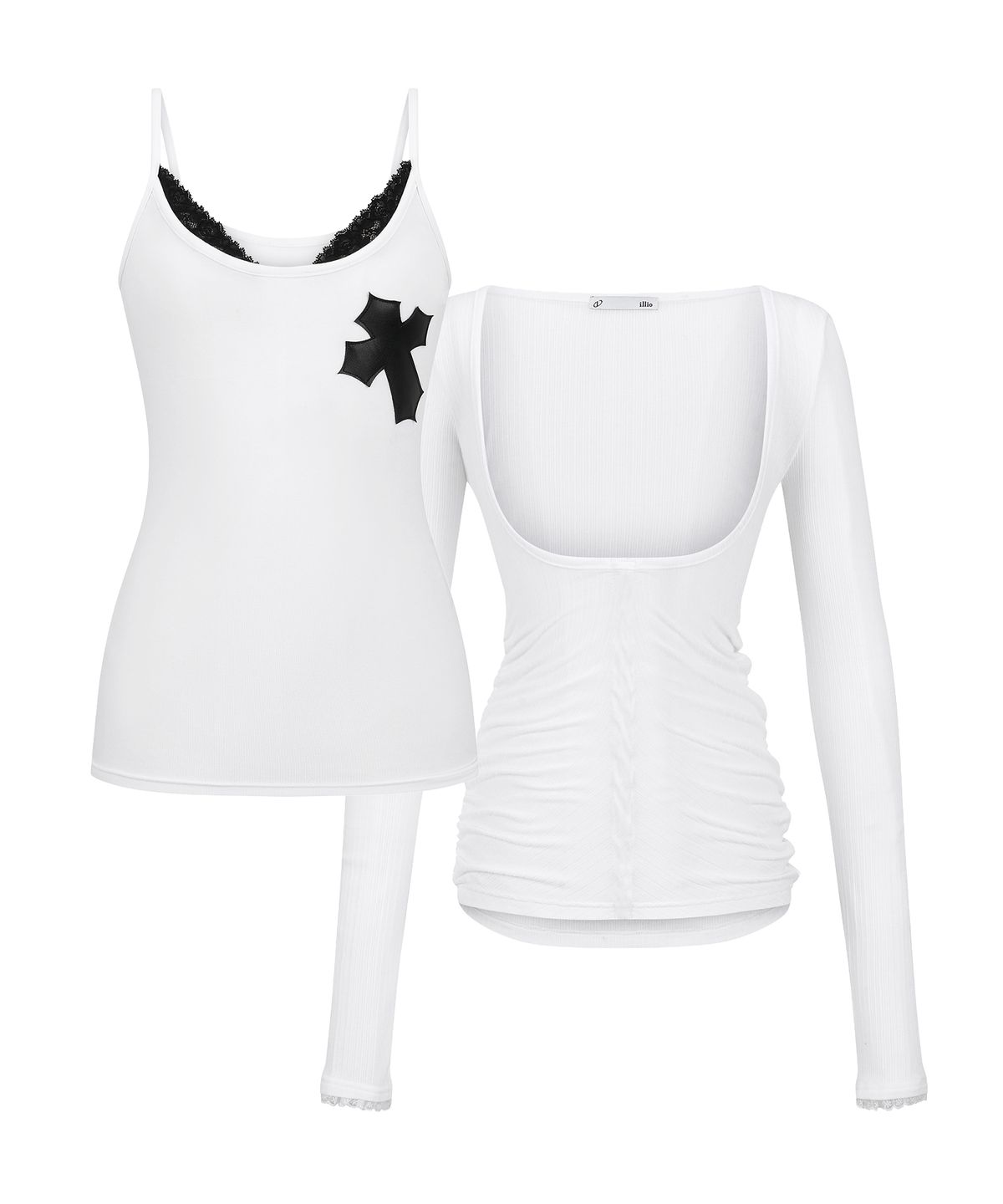 일리오(ILLIO) [빛오 x 일리오] White lace layered cardigan set