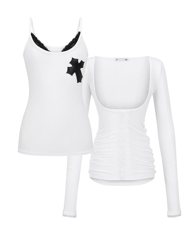[빛오 x 일리오] White lace layered cardigan set
