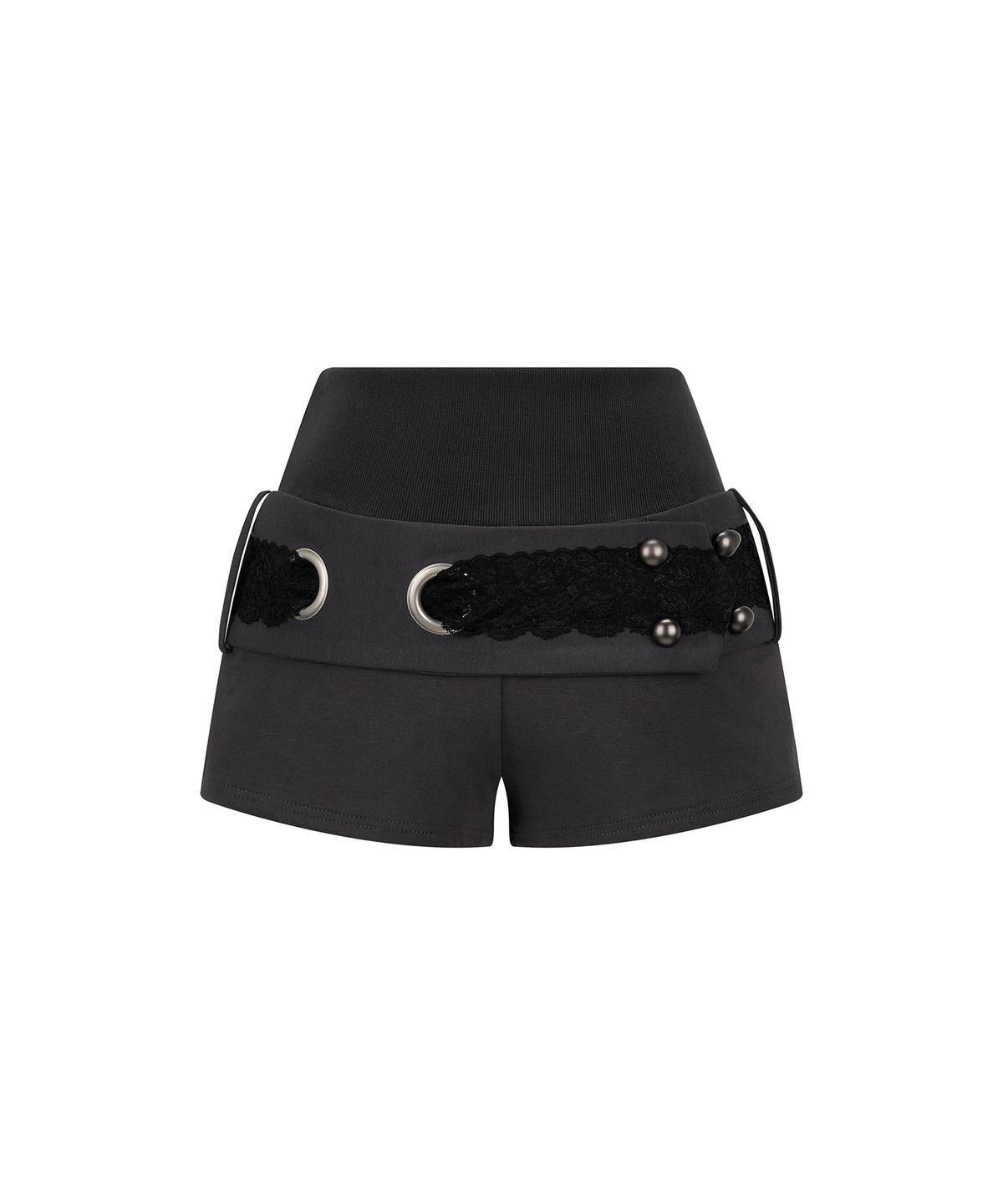 일리오(ILLIO) [빛오 x 일리오] Charcoal Lace Belted Shorts