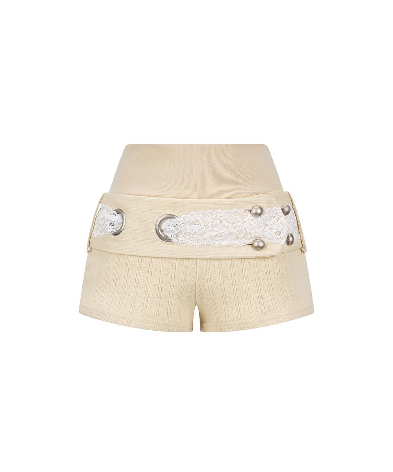 [빛오 x 일리오] Eyelet lemon Lace Belted Shorts