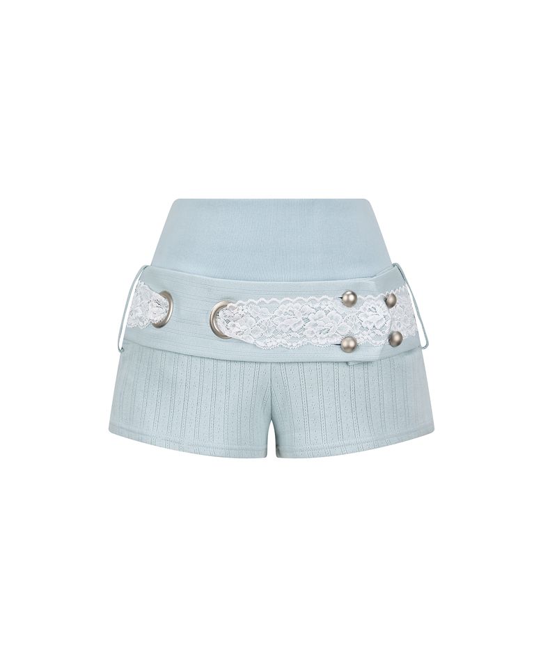 [빛오 x 일리오] Eyelet mint Lace Belted Shorts