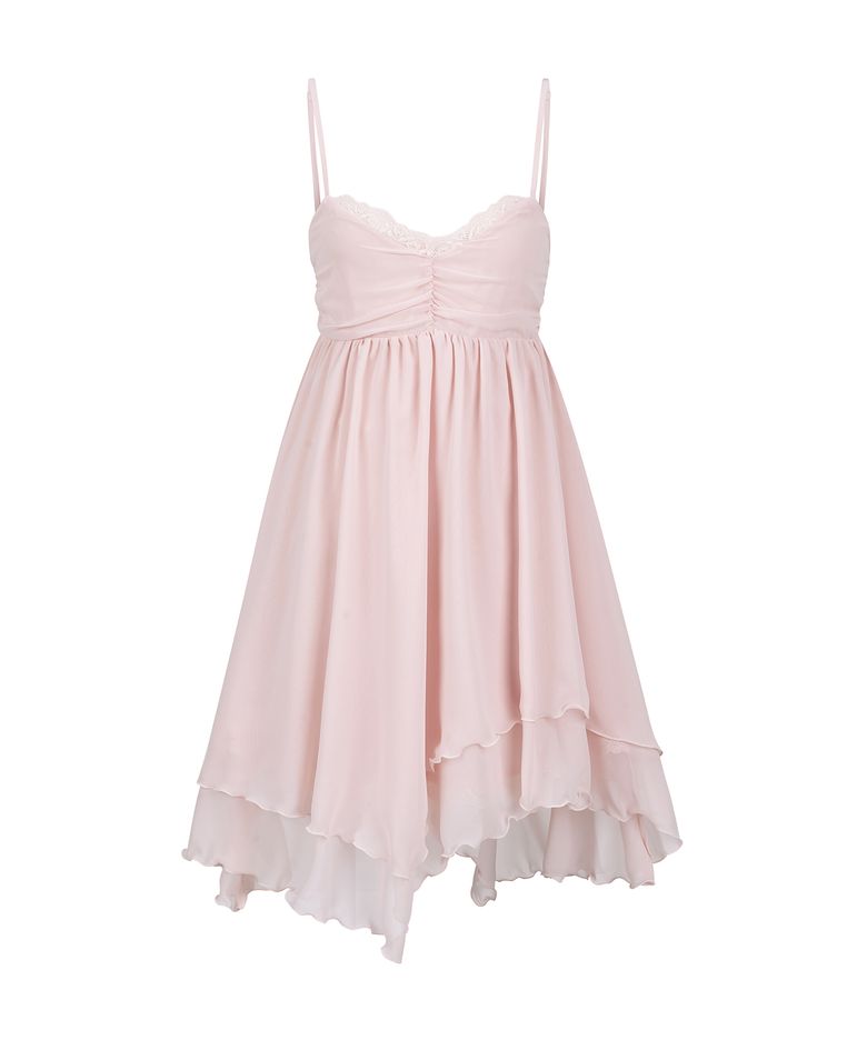 [빛오 x 일리오] Peach Asymmetric Chiffon Dress