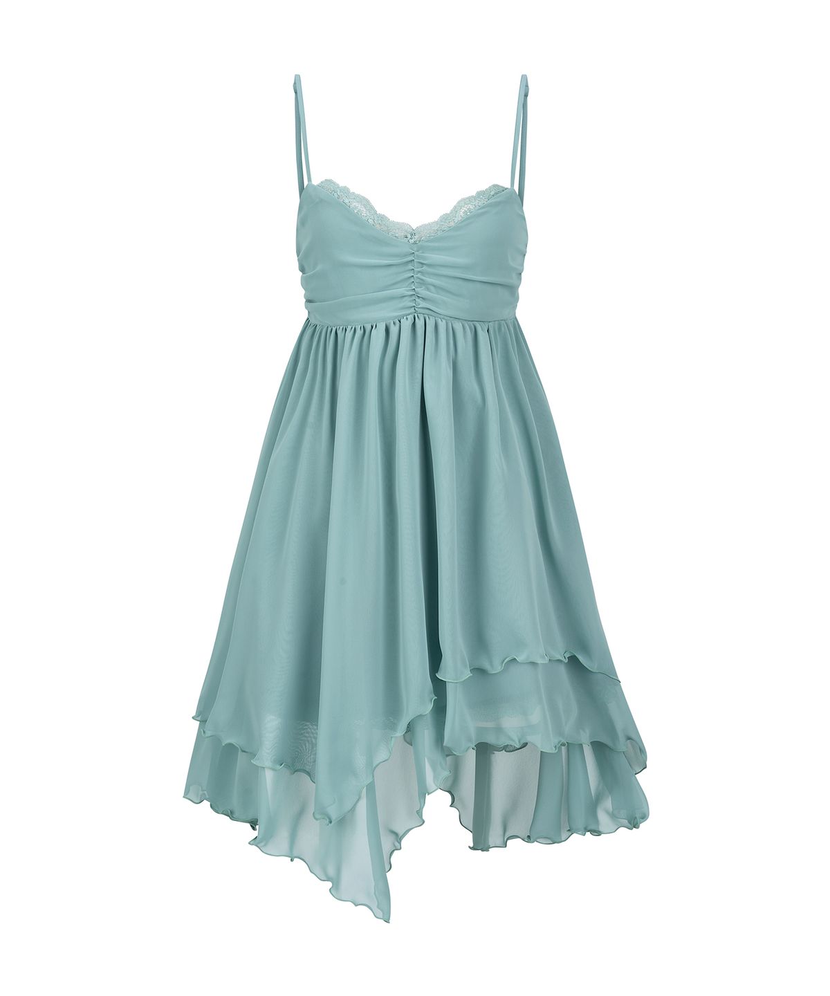 일리오(ILLIO) [빛오 x 일리오] Jade mint Asymmetric Chiffon Dress