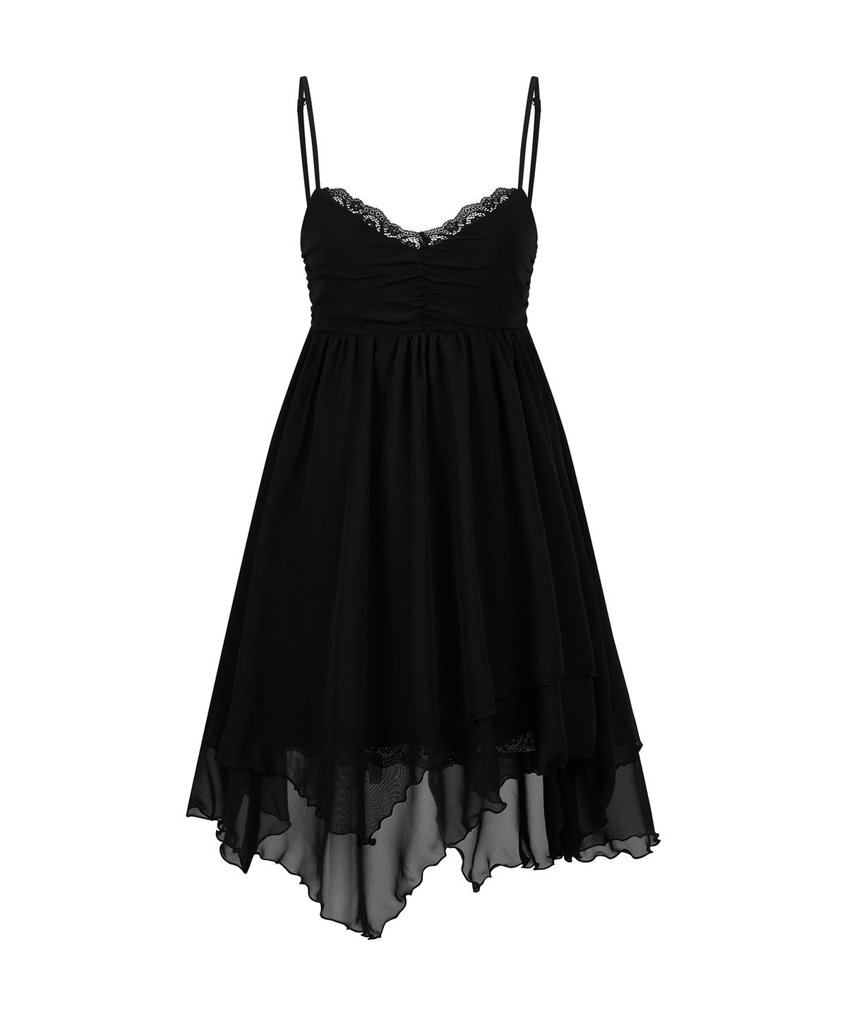 일리오(ILLIO) [빛오 x 일리오] Black Asymmetric Chiffon Dress