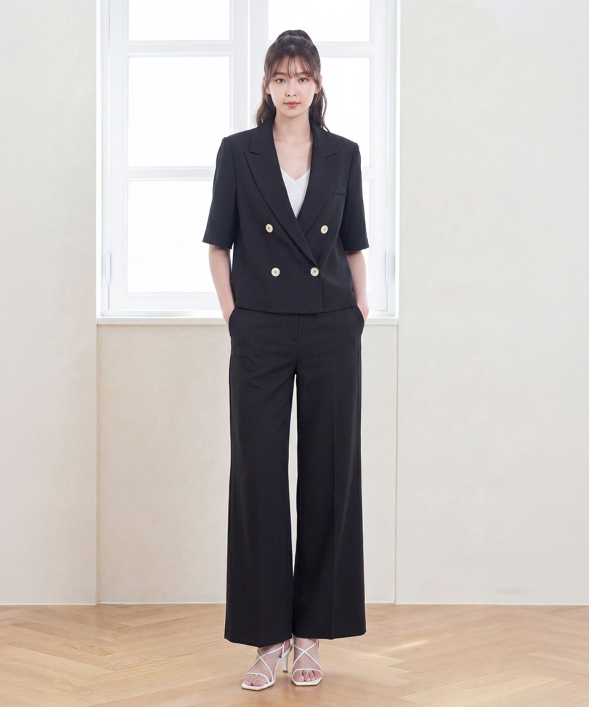 엘바이엘(LBYL) 블랙 일자 포켓 스판 팬츠