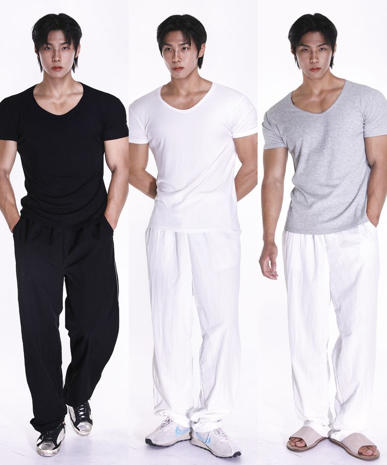 리브드 텐셀모달 U넥 머슬핏 반팔티 (3PACK)