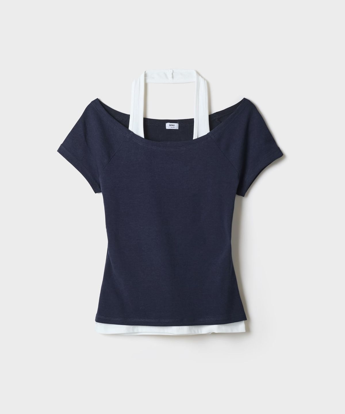 스파오(SPAO) 홀터넥 나시 레이어드 반팔티 (RE)_SPRWG37G34