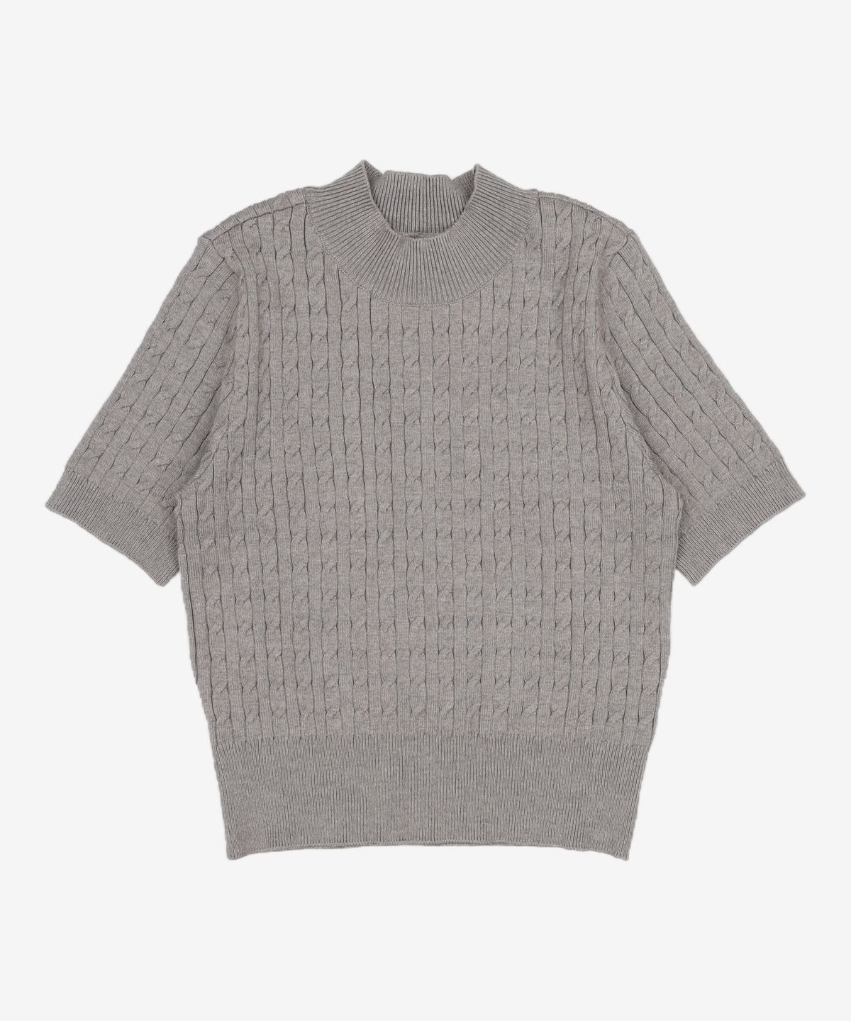 미쏘(MIXXO) 반하이넥 반팔 케이블 풀오버_MIWKAF31RT L