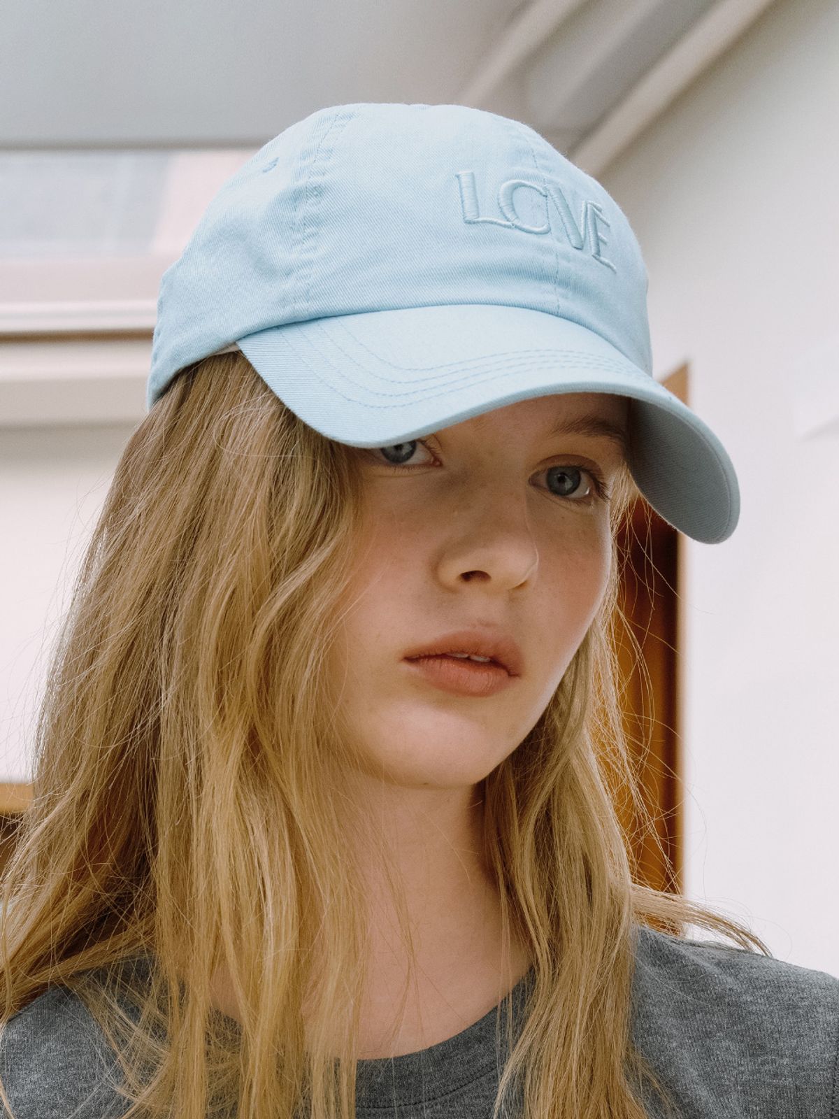 엘씨브이(LCVE) LCVE LOGO WASHED COTTON BALL CAP_SKYBLUE