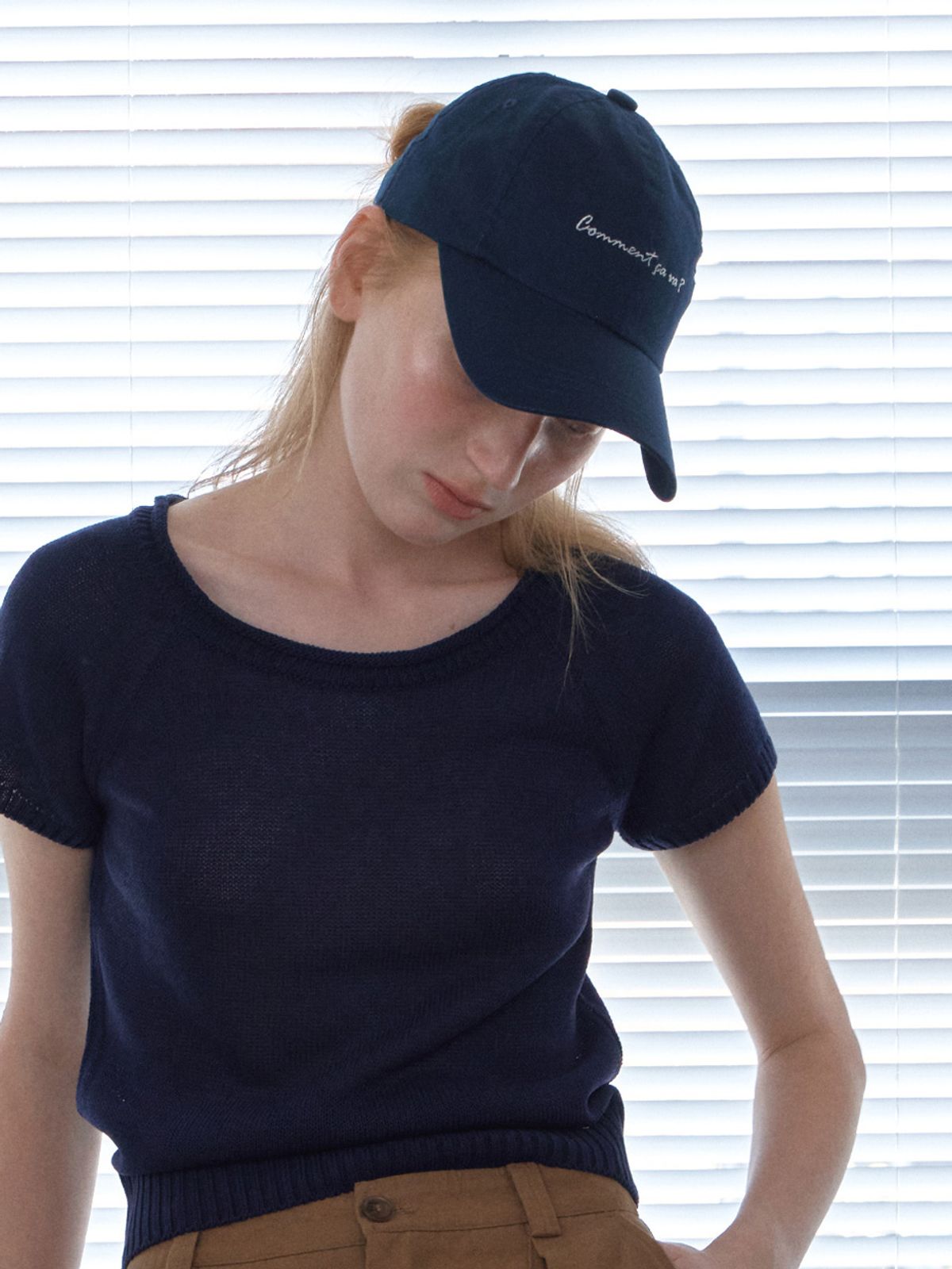 엘씨브이(LCVE) LETTERING WASHED COTTON BALL CAP_NAVY