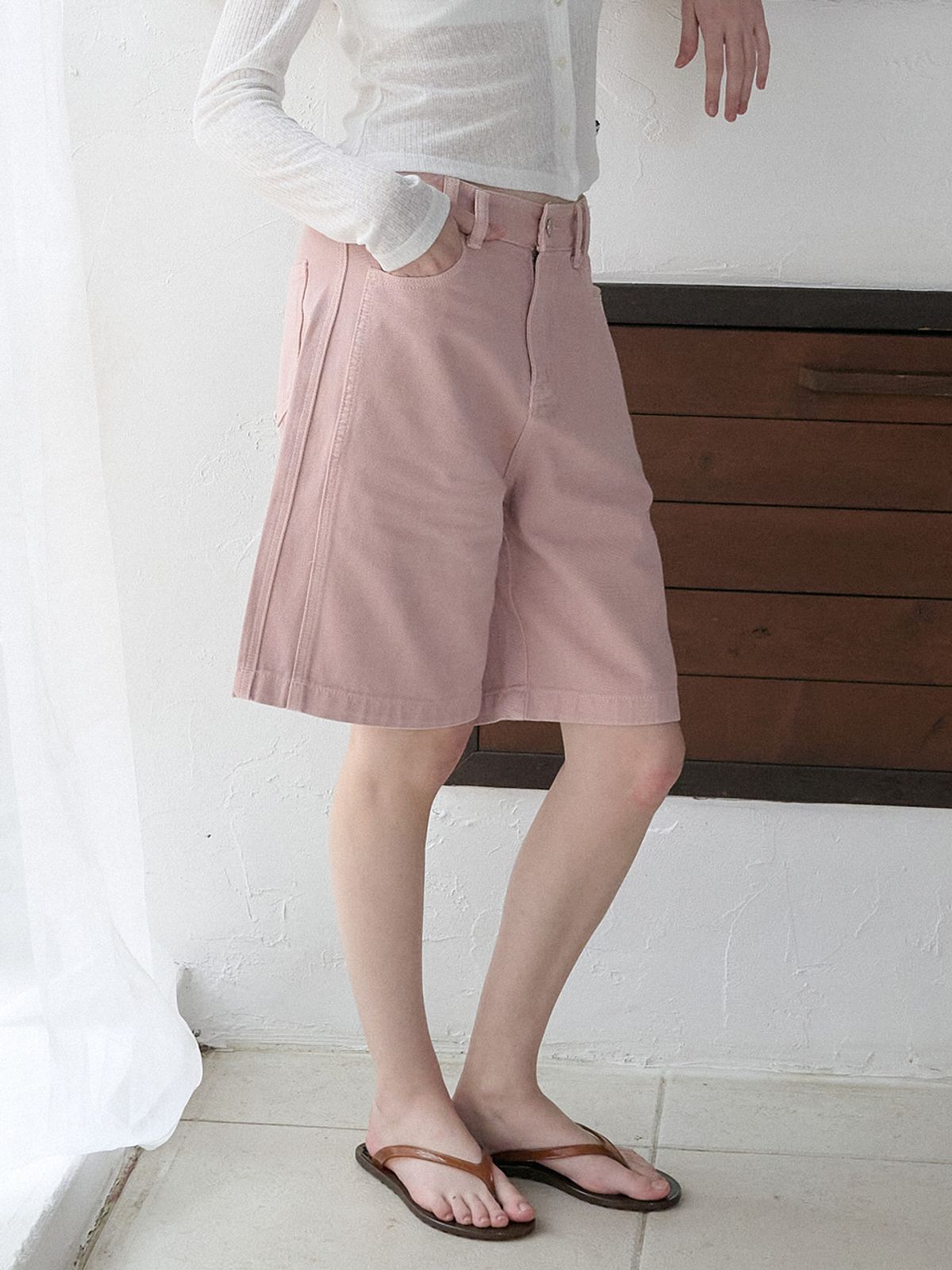 엘씨브이(LCVE) BERMUDA DENIM PANTS_LAVENDER