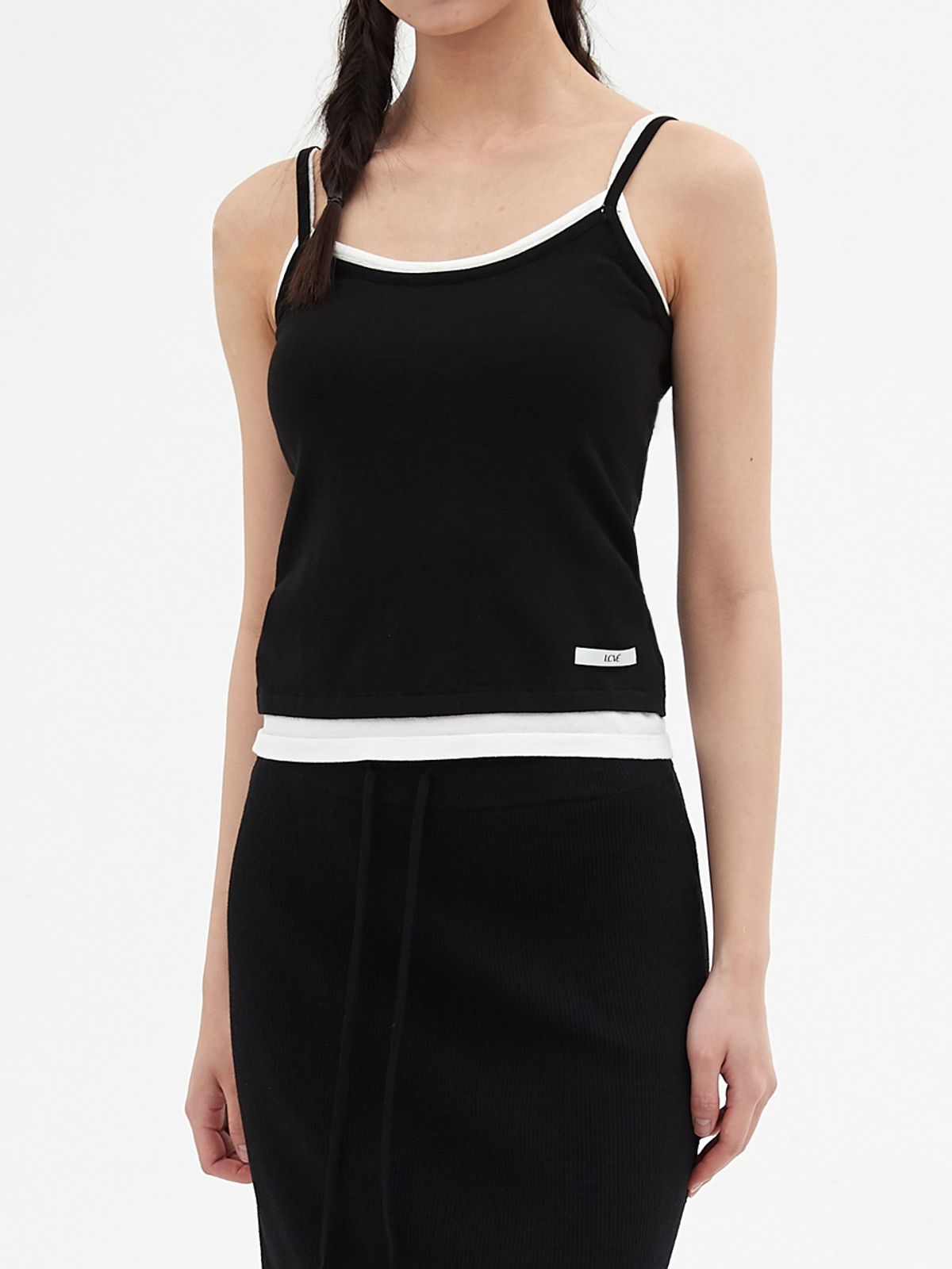 엘씨브이(LCVE) LAYERED SLEEVELESS KNIT TOP_BLACK