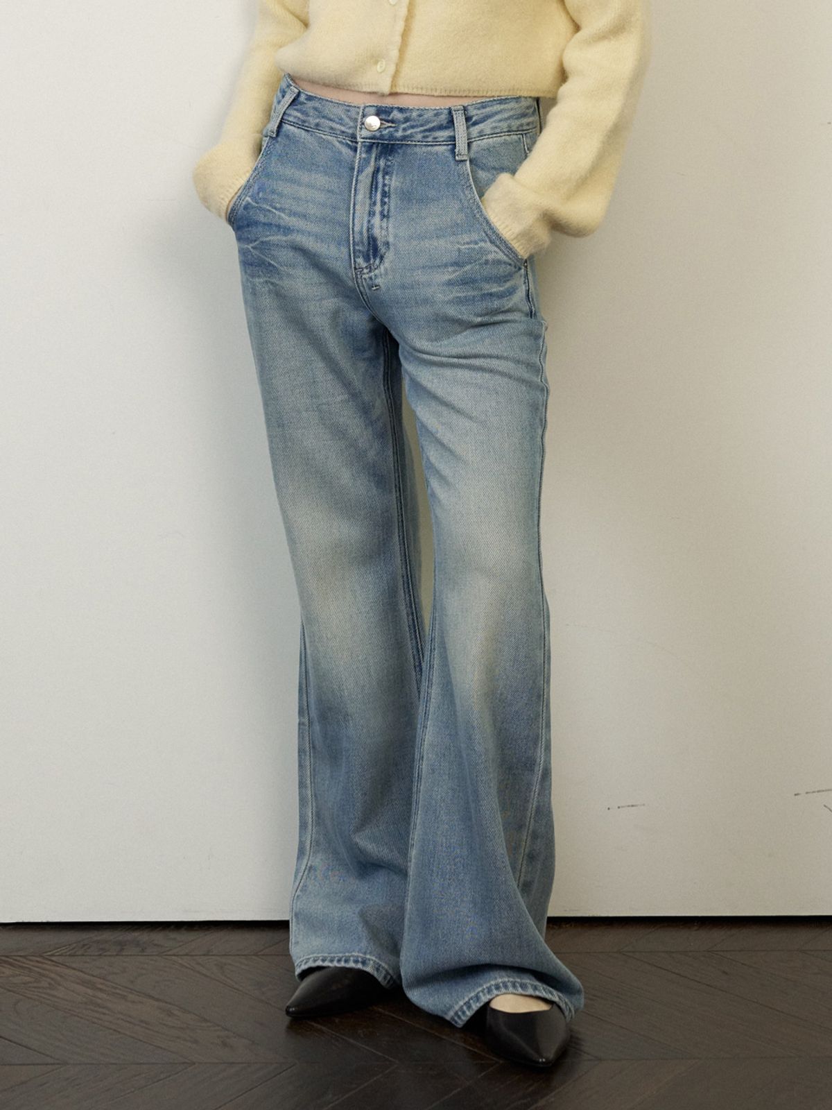 엘씨브이(LCVE) VINTAGE WASH BOOTSCUT DENIM PANTS_BLUE