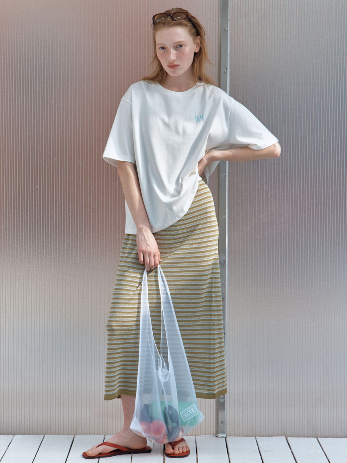 엘씨브이(LCVE) GLEAM PRINTING PIGMENT T-SHIRTS_IVORY