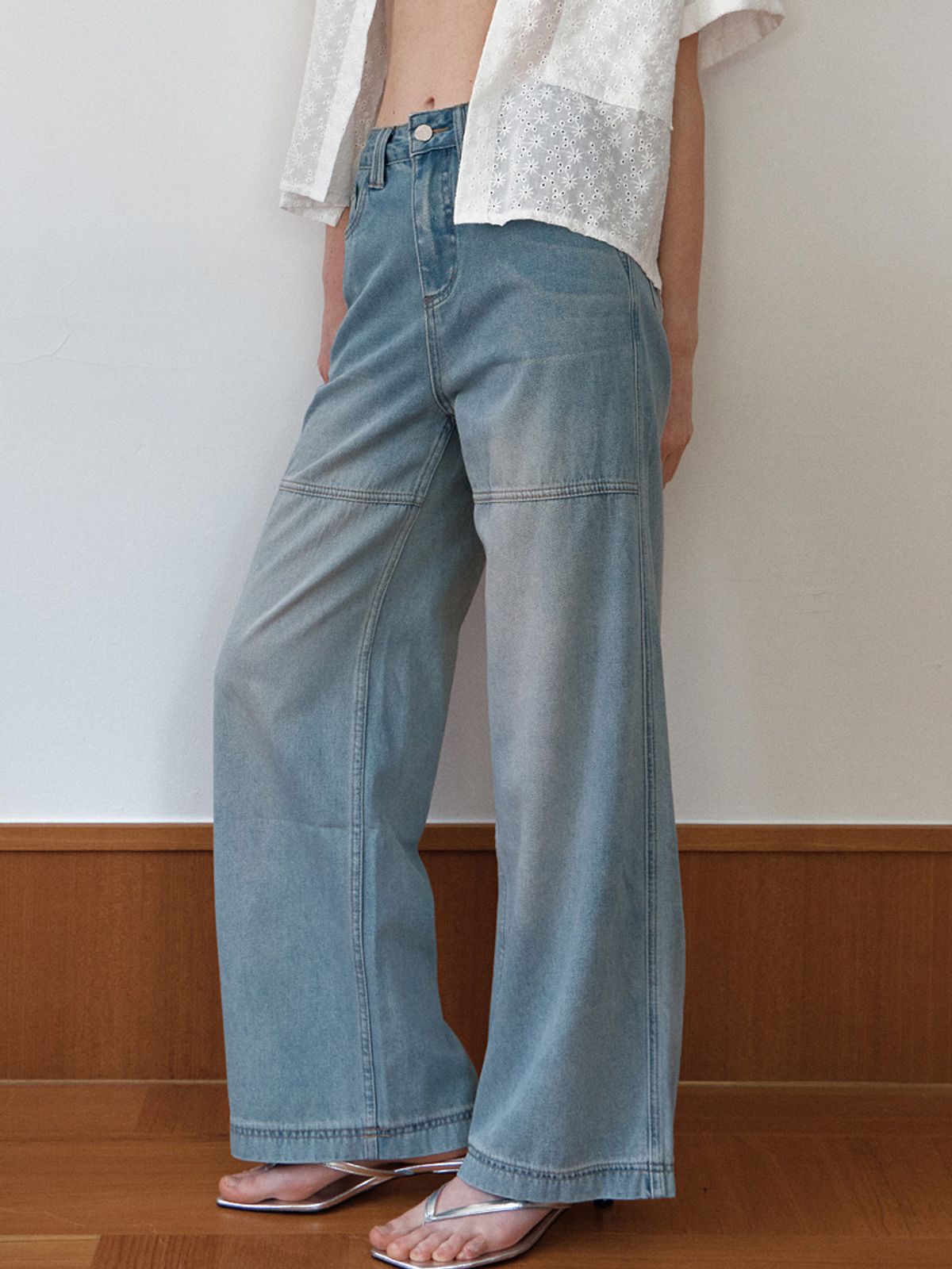 엘씨브이(LCVE) INCISION WIDE DENIM PANTS_BLUE