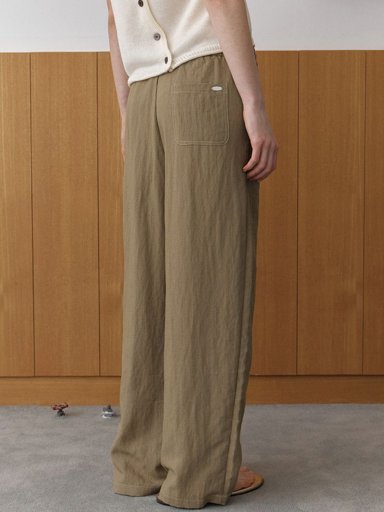 CURVED STITCH WIDE-FIT PANTS_BROWN