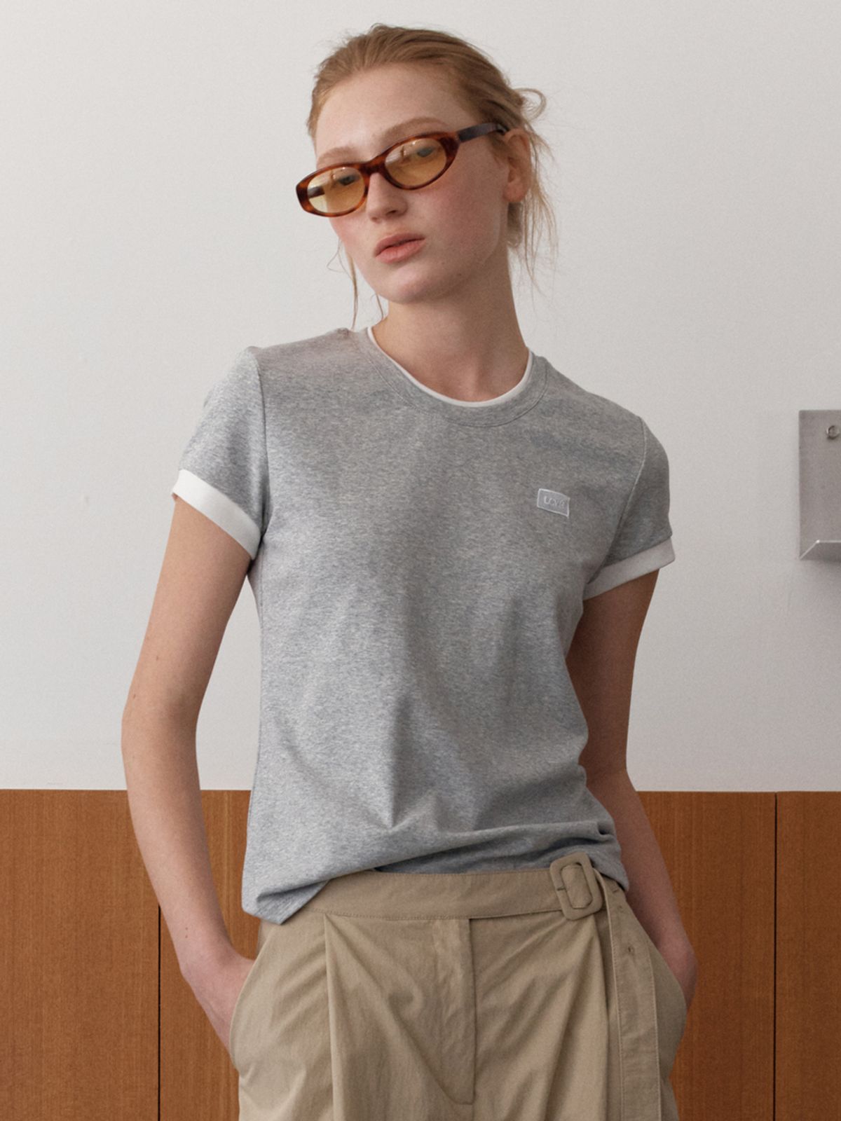 엘씨브이(LCVE) LCVE LABEL RINGER T-SHIRTS_GRAY