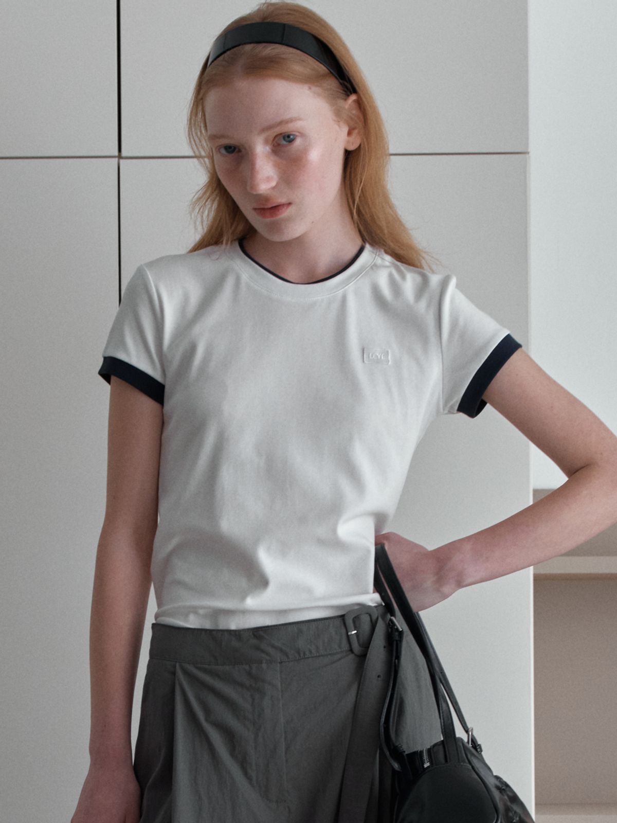 엘씨브이(LCVE) LCVE LABEL RINGER T-SHIRTS_WHITE