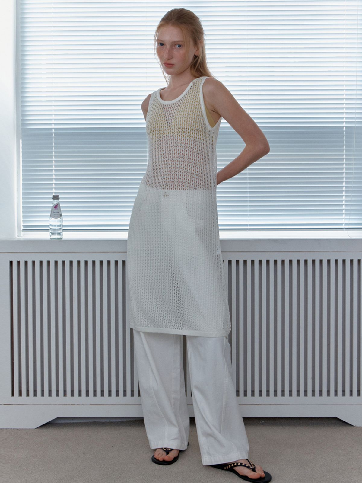엘씨브이(LCVE) CROCHET KNIT COVER-UP DRESS_WHITE