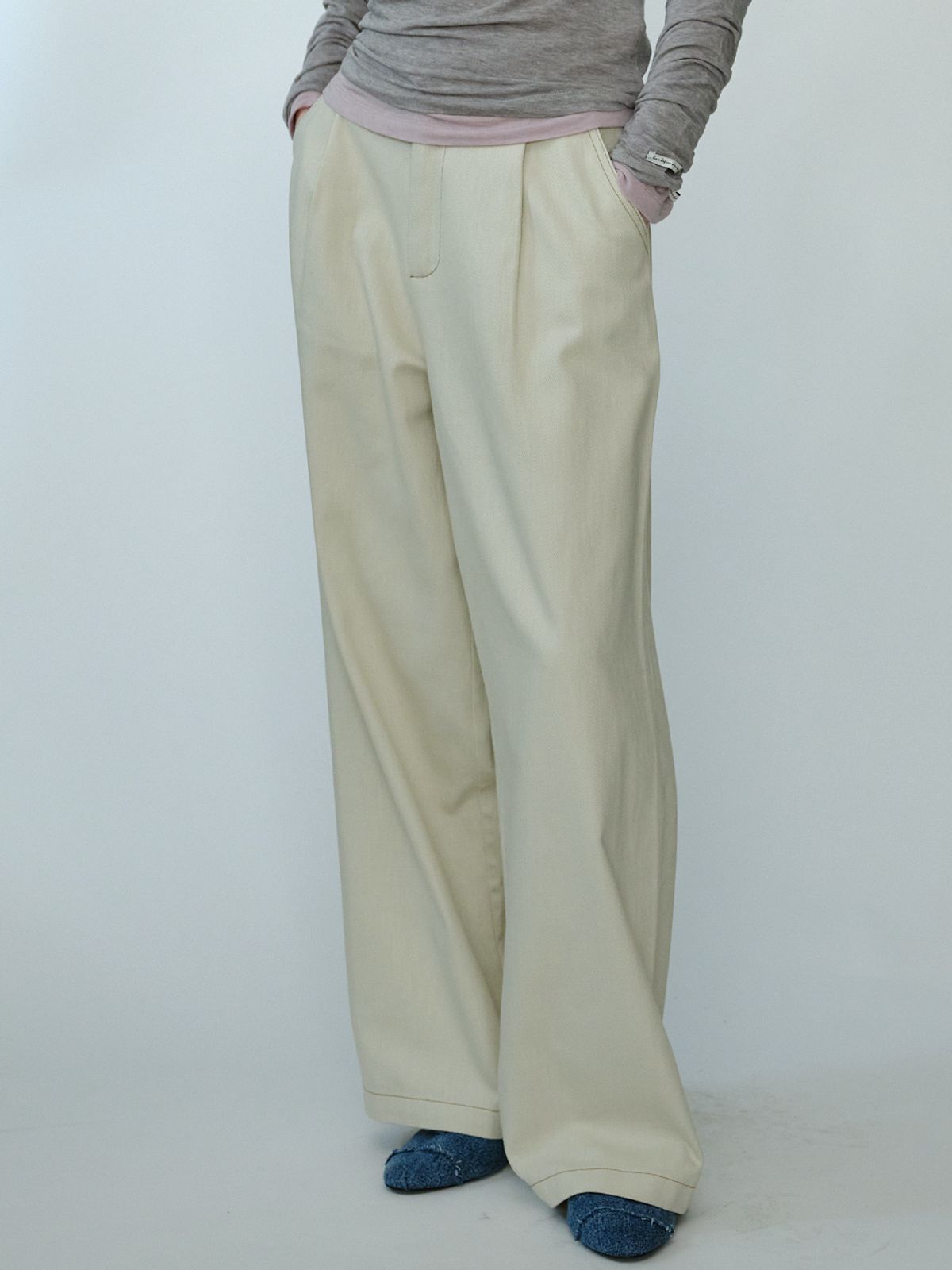 엘씨브이(LCVE) ONE TUCK STITCH PANTS_BEIGE