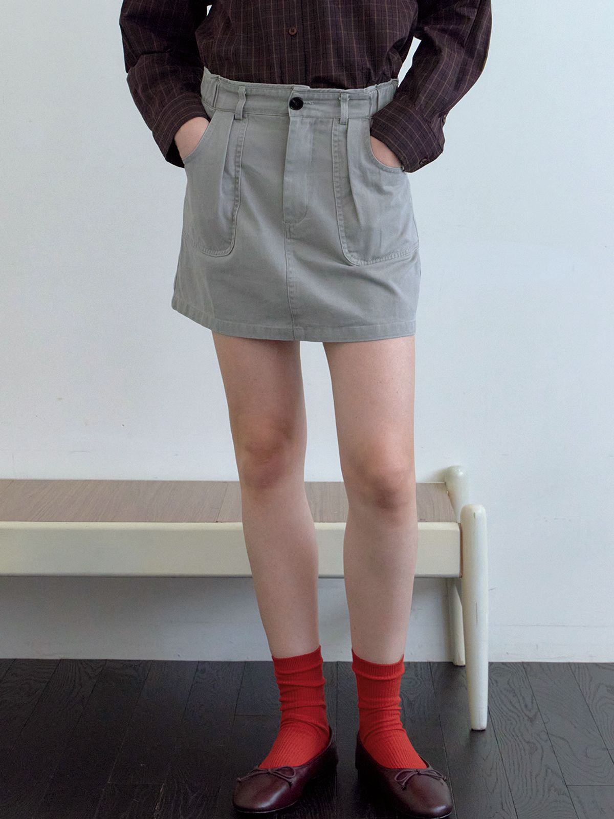 엘씨브이(LCVE) SOFT COTTON MINI SKIRT_GRAY