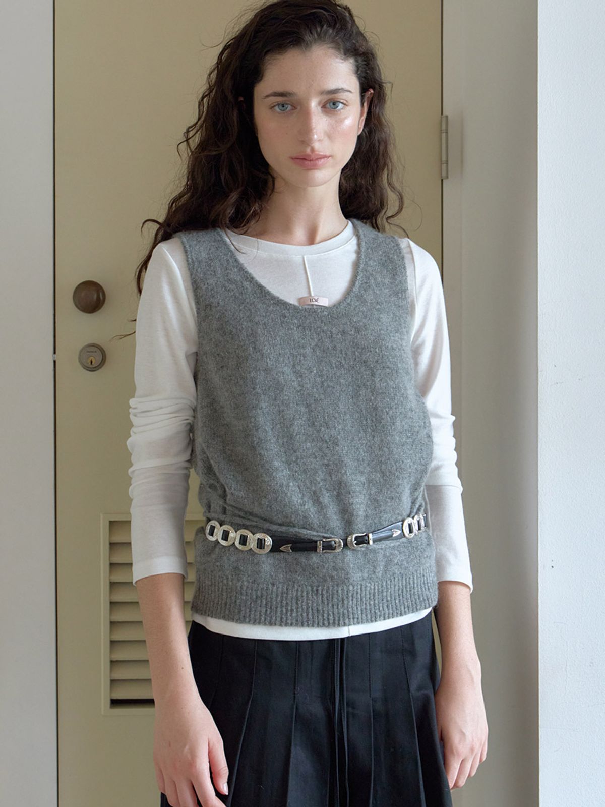 엘씨브이(LCVE) COZY MOHAIR KNIT VEST_GRAY