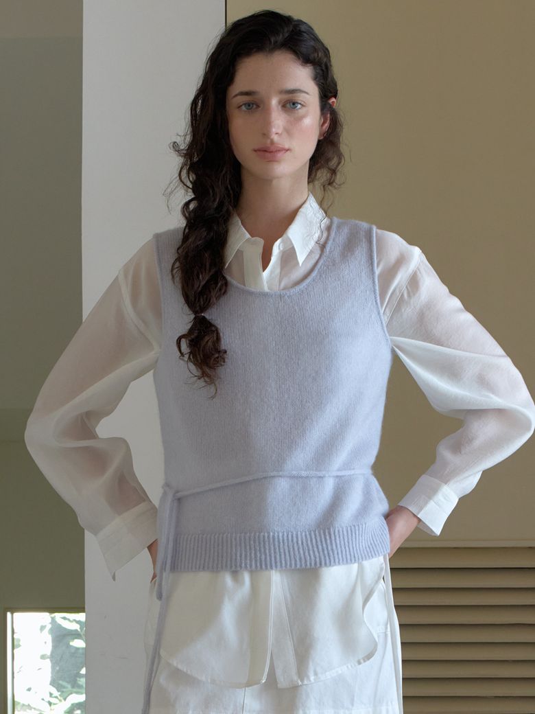 COZY MOHAIR KNIT VEST_SKYBLUE