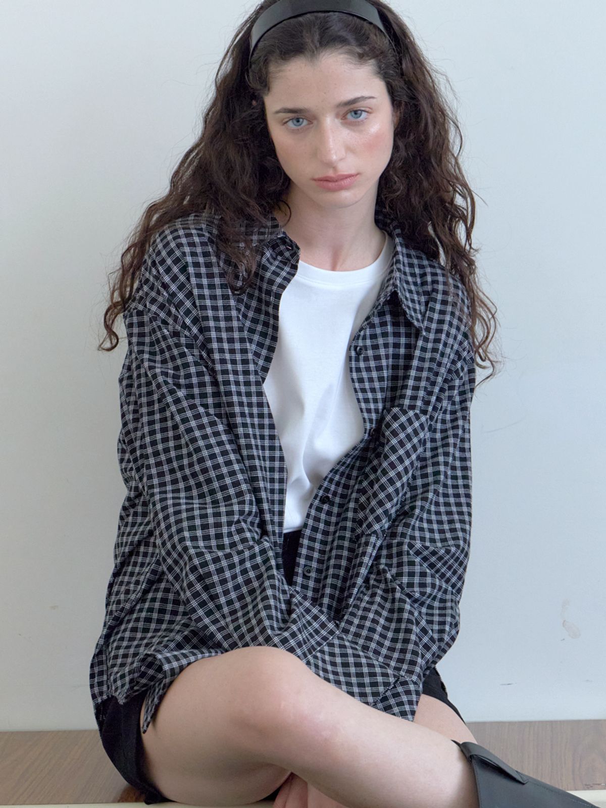 엘씨브이(LCVE) LOOSE-FIT CHECK SHIRT_BLACK