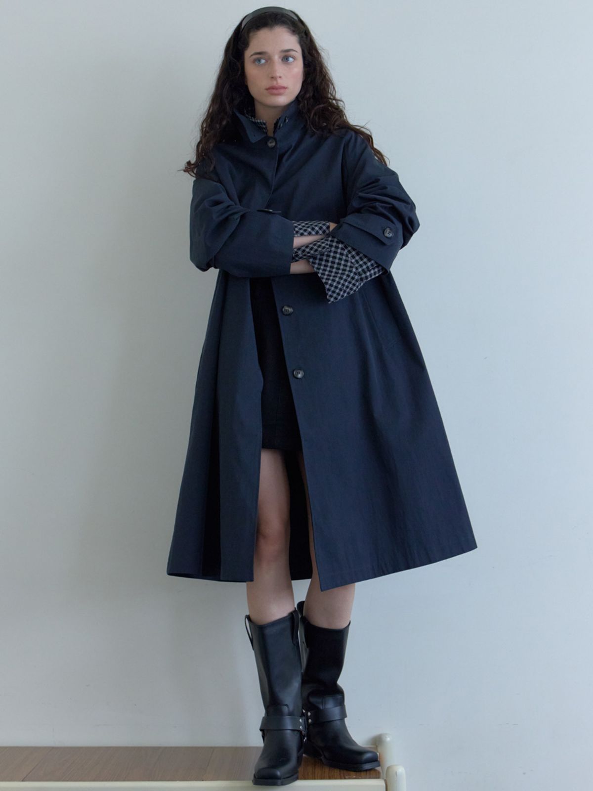 엘씨브이(LCVE) HIGH-NECK TRENCH COAT_NAVY