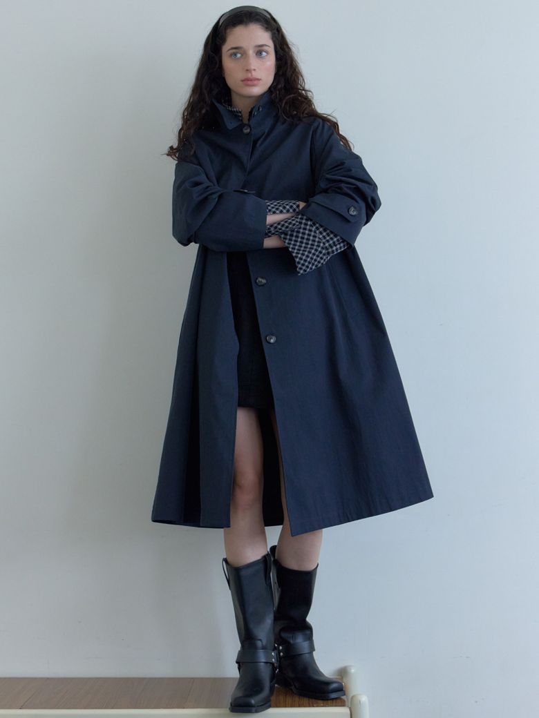 HIGH-NECK TRENCH COAT_NAVY