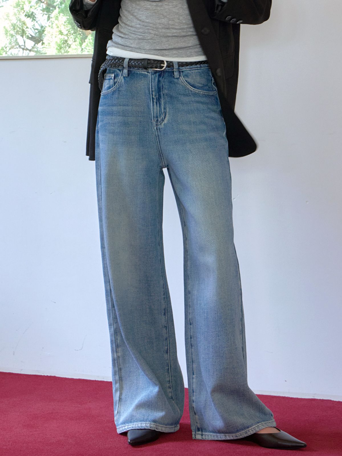 엘씨브이(LCVE) OVERWIDE-FIT BELTED DENIM PANTS_BLUE