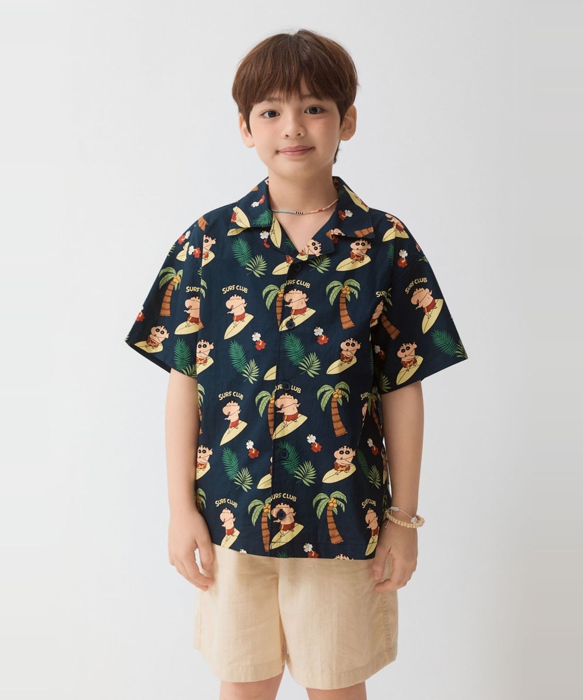 스파오 키즈(SPAO KIDS) [키즈] (짱구) 하와이안 반팔 셔츠(Navy)_SPYJG37KU1