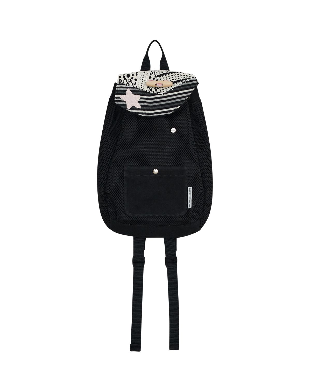 더뮤지엄비지터(THEMUSEUMVISITOR) PATCHWORK STRING MESH MINI BACKPACK (BLACK)